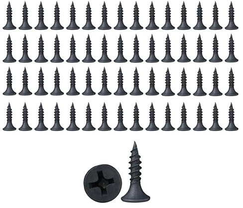 Aoktorkit 50 Pcs Black Self Tapping Screws, M6 x 16mm Multi Purpose Screws, Zinc Plating 304 Stainless Steel, Phillips Flathead Screws for Wood, Drywall and Furniture