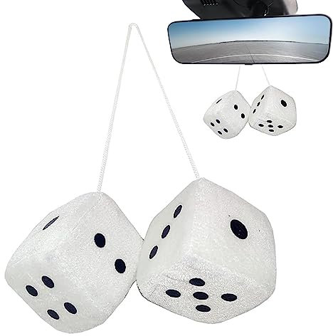 Nupaque Fuzzy-Würfel für Auto - Auto-Rückspiegel-Plüschwürfel | Weicher Fuzzy-Charm-Auto-Innenraumornament, dekorativ für LKW, SUV, Limousine