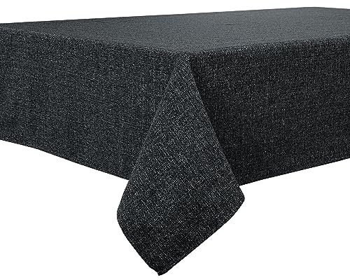 BALCONY & FALCON Table Cloth Waterproof Washable Charcoal Grey 145x300cm | Rectangular, Faux Linen, Heavyweight, Wrinkle Resistant, Wipe Clean, Farmhouse, Dining, Kitchen, Wedding, Party, Outdoor
