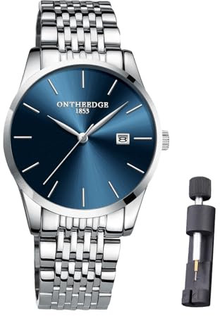 Raitown Herren Armbanduhr Edelstahl Wasserdicht Klassische Großes Zifferblatt Minimalistischer Uhr Man Analog Quarz Männer Uhren Blau