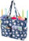 Aeelike Blaue Gänseblümchen Stricktasche für Unterwegs 35,5x30x12,5cm, Tragbare Aufbewahrungstasche für Wolle, Häkelnadeln, Zubehör, Stricknadeln Aufbewahrung, Handarbeitstasche für Stricken, Häkeln