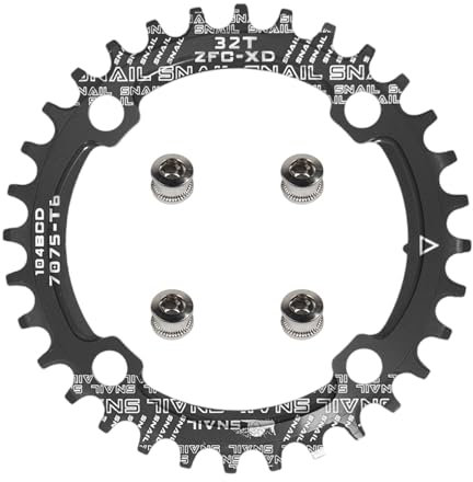 yongness Plato de Bicicleta 104 BCD 32T 34T 36T 38T Plato único Ancho Estrecho, piñón Adecuado para Bicicletas de Carretera, Bicicletas de montaña, Platos BMX (Negro 32T)