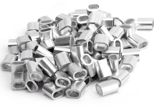 Morsetto a Pressare in Alluminio,120 pezzi morsetto per manicotti in alluminio, Morsetti a crimpare in alluminio da 3 mm, Manica di Alluminio Ovale, per Corde a Corda di Corda Connettore - 3mm