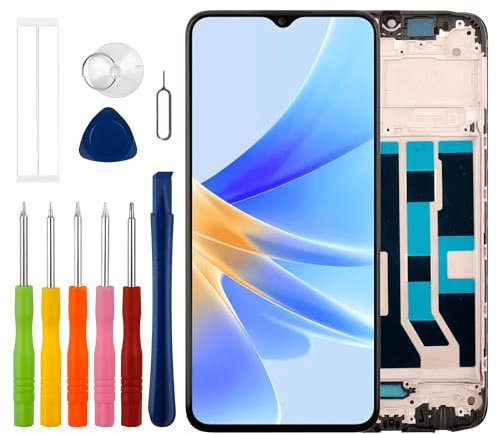 [Avec cadre] [Nouveau] Écran tactile LCD Duotipa Digitizer Assembly Remplacement pour Oppo A17 4G CPH2477 6,56 pouces avec outils de réparation technique - Noir.