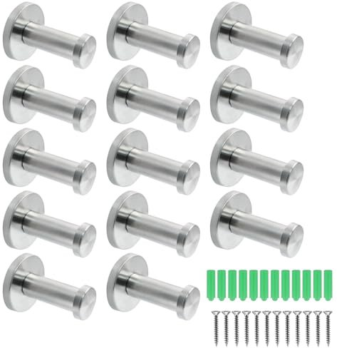 NAMYEUT 14 Stück 54mm Garderobenhaken Einzeln Edelstahl, Kleiderhaken Bad Wandhaken zum Schrauben, Handtuchhaken Wandmontage Kleiderhaken für Badezimmer Küche Dusche Büro