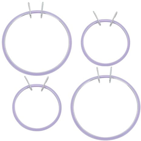 WEBEEDY 4 cerchi in metallo di 2 misure per ricamo a molla, per rammendo, punto croce, telaio rotondo per pratico cucito e ricamo a punto croce, per principianti, 17,2/11,9 cm