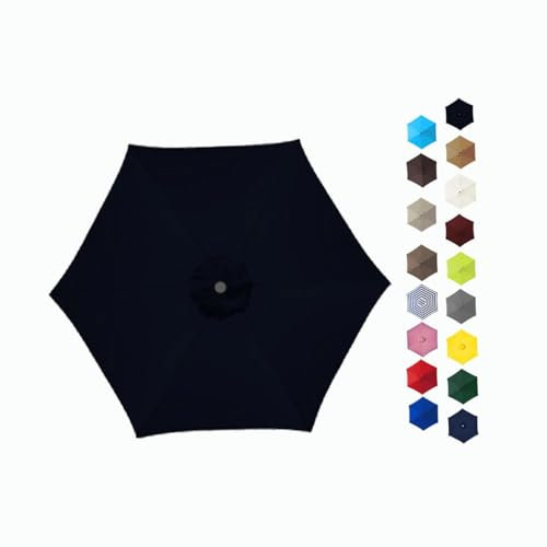 6 Ribs/8 Ribs Replacement Parasol Canopy Cover 2.0/2.30/2.50/2.70/3.0m Umbrella Canopy Replacement Market Patio Umbrella Top Canopy UV30+ (Color : Black, Size : 2.50m/8.2FT-6Ribs)