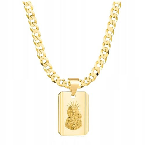 AMAR OPRAVA Goldkette Herren 585, Kette Herren Gold 60 cm, 925/585 - Königskette - Herren Schmuck, goldene Herrenkette mit wundertätige medaille maria kette - Geschenk Herren - Halskette Herren