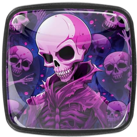 Türknäufe im Punk-Stil, Totenkopf-Design, transparent, quadratisch, Kristallglas, für Schrank, Schublade, dekorative Türgriffe für Küche, Zuhause, Badezimmer, Schlafzimmer, Kleiderschrank, Büro,