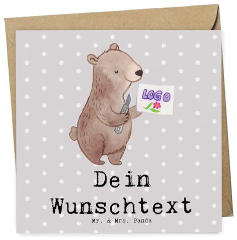 Mr. & Mrs. Panda Personalisierte Deluxe Karte Gestalter für visuelles Marketing Herz - Geschenke, Grußkarte Selbst Gestalten, Geburtstagskarte, Hochzeitskarte, Geschenk, Glückwunschkarte