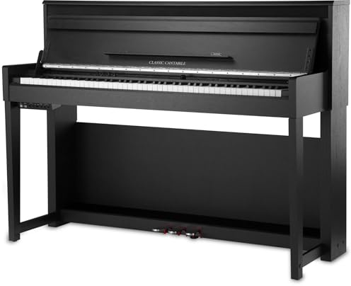 Classic Cantabile UP-1Plus SM E-Piano mit 88 Holz Tasten (3-fach Sensorik, Twinova-Piano Funktion, 22 Effekte, Dämpfersimulation, MP3-Recorder, Mic In, OLED Display, 40 hochwertige Sounds, 3 Pedale)