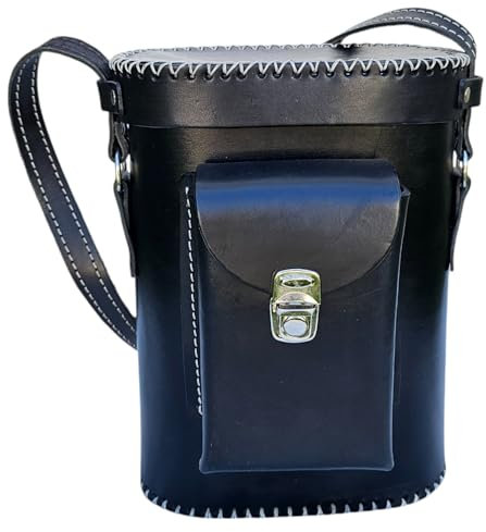 FITMARK Matera Premium 100% Leather for Mate and Thermos | Matero Bag | Country and Practical Design | Ideal for Mate Lovers - Balibetov | Compatible with Stanley 2L Flask | Colour (Black)