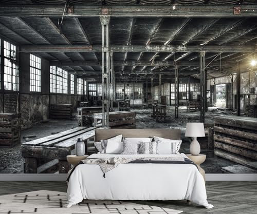 MIWEI Wallpaper Papier Peint Panoramique Usine De Style Industriel Papier Peint Nature Intissé Murale Chambre Salon -F010-380cmX260cm