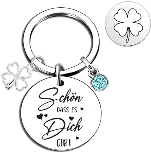 EFNHJF5 Geschenke für Frauen Männer,Glücksbringer Schlüsselanhänger Geschenke- Schön, dass es Dich gibt,Beidseitiges Mit Gravur,Dankeschön Geschenke,Geschenke zum Weihnachten Geburtstag (Blau)
