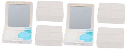 FRCOLOR 6 Sets Travel Contacts Lens Case Mirror Halloween Contacts Lens Holder Compact Lightweight