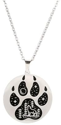 SiVaji Necklace Halskette Ketten Schmuck Herren Frauen Anhänger Necklacetier Hund Wolf Katze Klaue Pfote Anhänger Halskette Frauen Männer Halsketten Paar Wolf-S