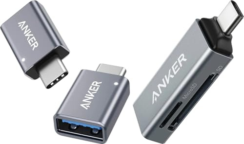 Anker USB to USB C Adapter (2 Pack), High-Speed Data Transfer, USB-C to USB 3.0 Female Adapter & 2-in-1 USB-C Memory Card Reader