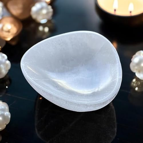 Pro Home Selenite Bowl Oval Shape Meditation Spiritual Energy Healing Plate Alter Cleansing Charging Crystal Gemstones Tray Crystals Holder Dish Natural White Decoration Gift