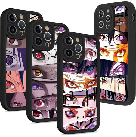 4 Stück Schutzhülle für Apple iPhone XR Hülle 6.1 Zoll, Anime Naruto Uchiha Itachi Kakashi Sasuke mit Muster Designs Manga Mädchen Junge Case Schutz Handyhülle Stoßfest TPU Weich Ultra Dünn Cover