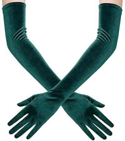 TPZORJX 1 pezzo Guanti lunghi da opera, Guanti da donna in velluto elasticizzato, Guanti lunghi in velluto, Guanti da sera da ballo da donna
