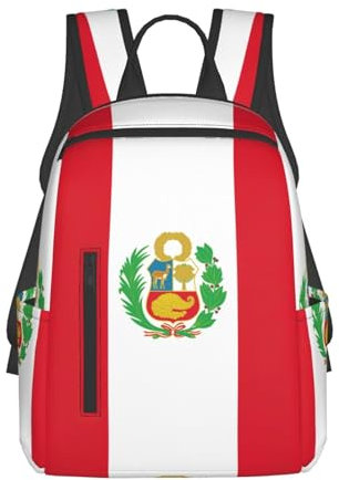 Flagge von Peru Druck Leichte Casual Rucksäcke Leichter Reiserucksack für Uni Fit Arbeit Einkaufen, Schwarz , One size