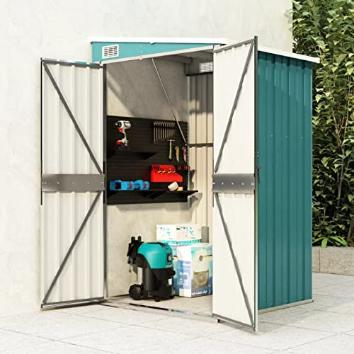 Fasba Wand Geräteschuppen Gartenhaus Gerätehaus Gartenschrank Gartenschuppen Fahrradhaus Schuppen Grün 118x100x178cm Verzinkter Stahl
