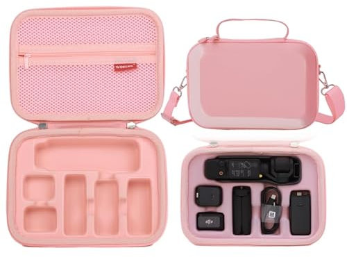 WOKEMA Father&I Osmo Camera Pocket 3 Combo Accessories Only (Carry-ing) Protective Protector Carrier Case Hard Storage Bag Holder for DJI Osmo Pocket 3 Bundle Crossbody &Two Way Zipper, Peachy Pink