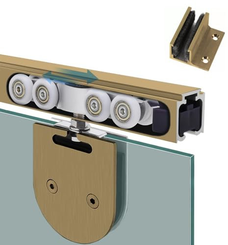 Robuste Bypass-Schiebetürschiene, Aluminium, Soft-Close-System für Glasscheiben, ideal für 2-Tür-Systeme