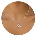 AFSTALR Kette mit Buchstaben Damen Gold Silber Buchstabenkette Edelstahl Initial Halskette A-Z mit Herz Anhänger Namenskette Personalisiert Schmuck Geschenke für Frauen Mädchen 45+5CM