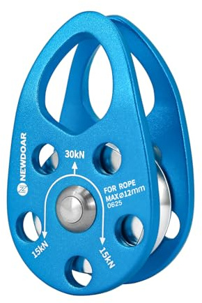 NewDoar Micro Mikro Mobile Seilrolle Umlenkrolle 30KN/6746 lb Mobile Einzelrolle Pulley Flaschenzug für max. 12 mm Seil zum Klettern, Rettungsheben, Anhalterfahren