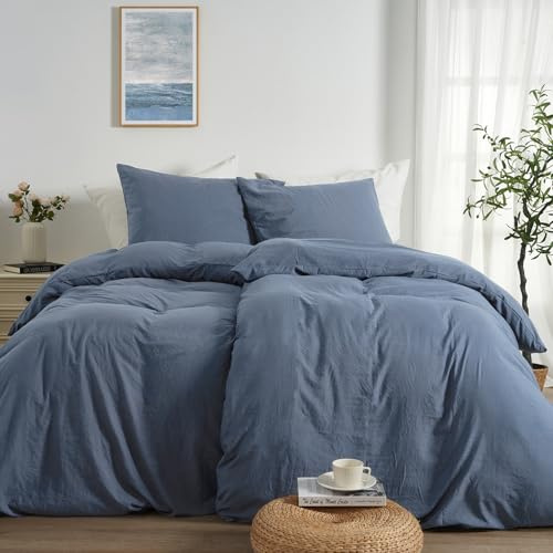 Duvetnova Bettwäsche Blau 135x200 4teilig Superweiche Vorgewaschene Mikrofaser Baumwollähnlich ÖKO-TEX 2 Bettbezüge 135 x 200+2 Kissenbezüge 80x80-alle mit Reißverschluss Bettwäsche Hellblau Blaue