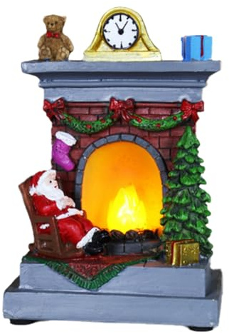 Bosiyrggrl Christmas Ornaments Resin House Decoration Santa Hot Air Balloon Miniature Holiday Decoration C