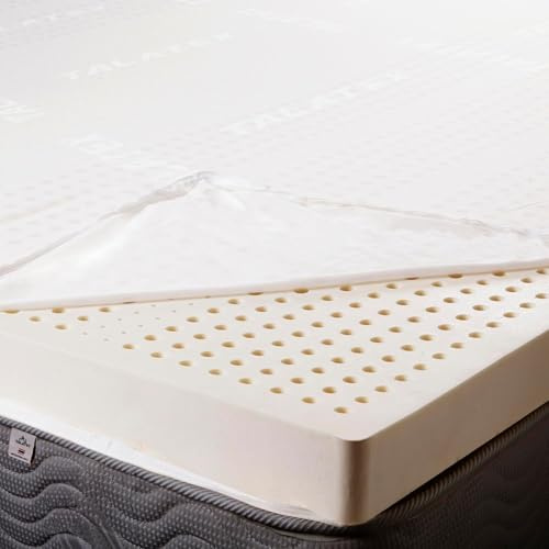 Talatex Naturlatex Topper, atmungsaktiver Rutschfester Bezug, langlebig, optimale Wirbelsäulenunterstützung, verbessert den Komfort Alter Matratzen. (Single-7cm(90 x 200 x 7cm))