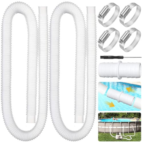 BARAKYEG tuyau piscine 32mm 2Pcs 32mm Tuyau pour Piscine Hors Sol,tuyau de pompe filtre à sable piscine avec 4 colliers de serrage en métal,Tuyau de Piscine pour Piscines 150 cm Tuyau de Remplacement