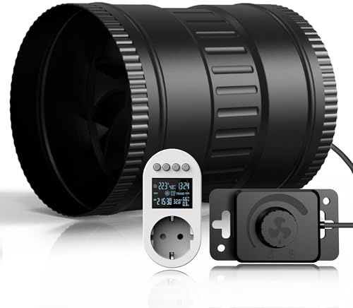 Brogachy Extracteur d'Air 150mm,prise intelligente avec capteur d'humidité | Ventilateur d'extraction (568 m³/h) ; Convient aux tentes de culture et aux systèmes de ventilation hydroponique