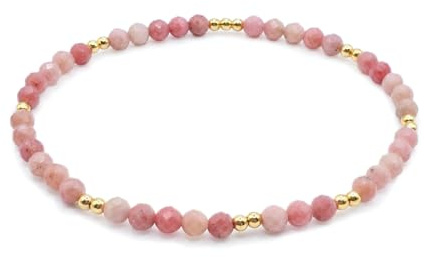 Naturstein Armband Boho Perlenarmband Damen Edelstein Elastikarmband | Farbige 4mm Facettierte Perlen, Ohne Verschluss, Stapelbar, Zierlich, Boho Style Freundschaftsarmband, Mit Schmuckbeutel