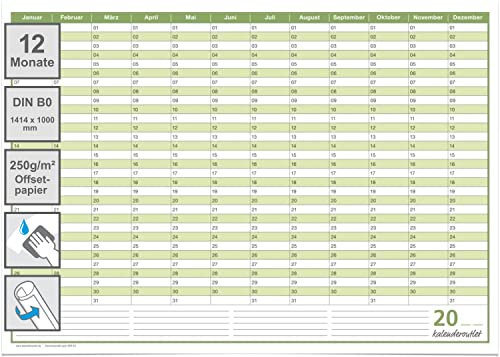 Kalenderoutlet din B0 XXL Dauerkalender immerwieder beschreibbarer Kalender feucht abwischbar 140x100 cm. Geburtstagskalender Familienplaner XXL