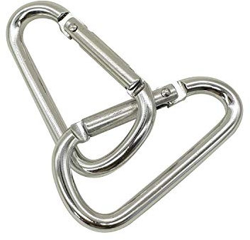 Trimming Shop 55mm Carabiner Aluminium Spring-Loaded Snap Hook Clasps D-Shape Keychain Clip | Lightweight Camping Carabiner for Outdoor Travel, Cycling, Hammock, Water Bottle Holder, 2 Pcs, Silver