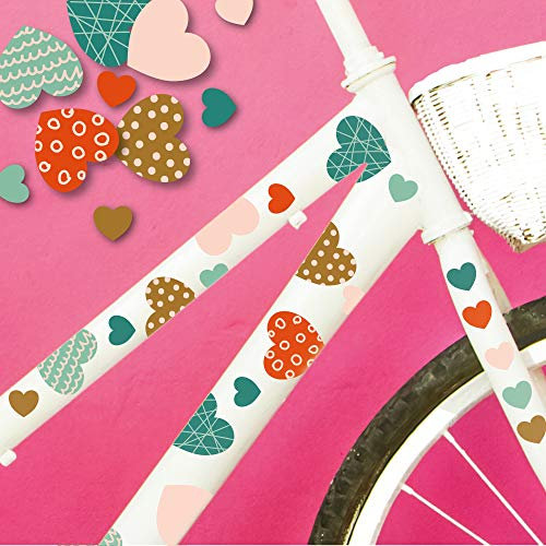 Wandtattoo Loft Fahrradaufkleber 64 STK. Bunte Herzen Sommer Fahrrad Sticker Fahrraddesign Kinderfahrrad