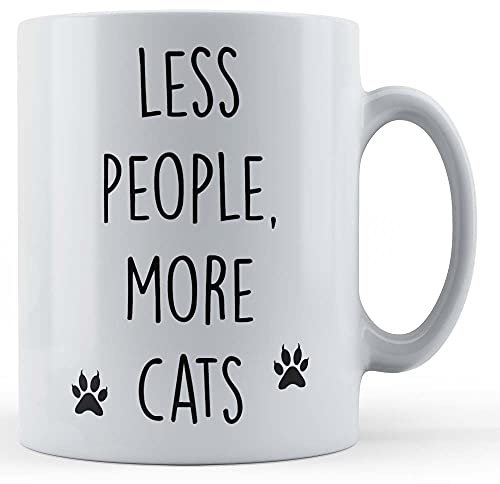 Funny Mug Less People, More Cats - Cat Lover Gift Mug, Ceramic, 11fl.oz.