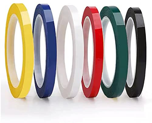 SHULLIN Whiteboard Klebeband 6 Rollen Whiteboard Tape Graphic Chart Tape PET farbiges Klebeband 3mm x 66 m pro Rolle Selbstklebendes Tape Gridding Tape Kunstband für Whiteboards Blackboard 6 Farben