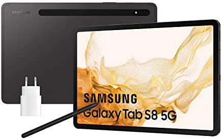 Samsung Galaxy Tab S8 con cargador – Tablet de 11 (8GB RAM, 256GB Almacenamiento, 5G, Android 12) Negra - Versión española