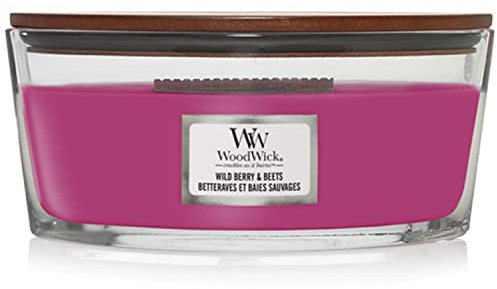 WoodWick ellipsenförmige Duftkerze mit knisterndem Docht | Wild Berry & Beets | Brenndauer bis zu 50 Stunden