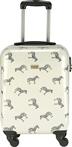 Princess Traveller Trendy Animal Collection - Handkastenkoffer - Zebra Weiß - ABS Polycarbonat - Buntes Innenfutter - Integriertes Kombinationsschloss - 4 handliche Lenkrollen, blank, S, Koffer