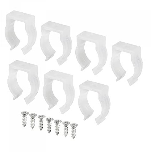 sourcing map T6 U Clips Holder Bracket Fluorescent Tube Light Fixture Plastic Pipe Clamps with Screws for LED Bulbs Ceiling Lamp, White Pack of 20