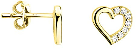 SOFIA MILANI - Damen Ohrringe 925 Silber - vergoldet/golden & mit Zirkonia Steinen - Herzen Ohrstecker - E1637