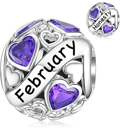 Februar Birthstone Geburtsstein Charm für Pandora Herz Geburtstag Charms