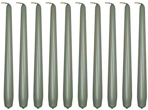 Tapered Dinner Candles, Pack of 10, Unscented, Long Burning Time, 24 cm / 9.45 (Silver, Metallic)