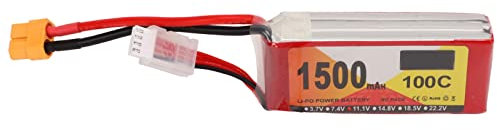 Fdit Batterie LiPo RC Portable Longue Durée à Courant Stable 1500mAh 100C 4S Batterie LiPo 14.8V avec Prise XT60 Accessoires de Jouets Télécommandés