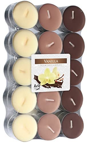 Nipter Teelichter Duft 30 Stück, Teelichter Vanille, Duftteelichter 3 Farben, Duftkerzen, Brenndauer 4 Stunden